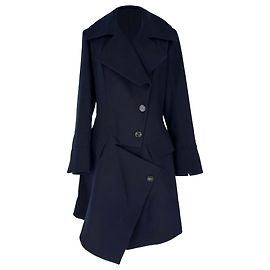 Dior Double-Breasted Coat in Navy Blue Wool Blue Navy blue