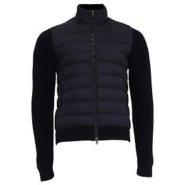 Moncler Strickpullover mit Stepp-Einsätzen aus Polyamid in Navy Blue Blau Marineblau