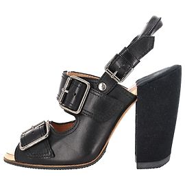 Saltos bloco com tira e fivela Dries Van Noten em couro preto Preto