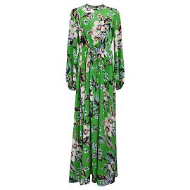 Abito maxi floreale Diane Von Furstenberg in seta multicolore Verde