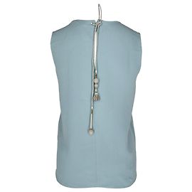 Chloé Crewneck Sleeveless Top in Blue Viscose Blue