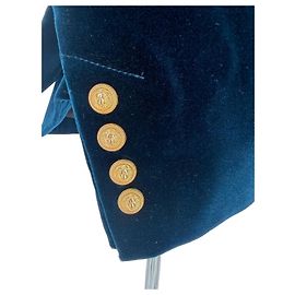 Balmain Gürtler-Blazer aus dunkelblauem Samt Blau Marineblau