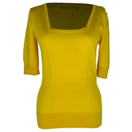 Dolce & Gabbana Stricktop mit eckigem Ausschnitt aus gelener Seide Gelb