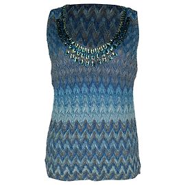 Top Missoni Chevron con cristalli Tan in rayon blu Blu