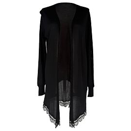 Offener Cardigan aus schwarzer Seide mit Spitzenbesatz Emilio Pucci Schwarz
