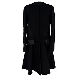 Etro Tweed Flared Coat in Black Wool Black