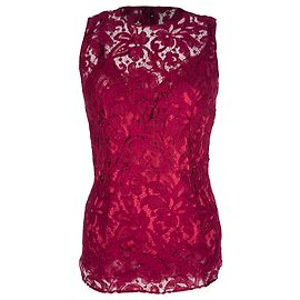Ärmelloses Oberteil aus bordeauxroter Viskose mit Spitzendetails von Dolce & Gabbana Bordeaux