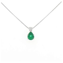 Autre Marque Collier Émeraude et Diamant Pt900 Pt850 Vert