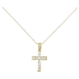 Autre Marque Collier Croix Diamant Au750 Doré