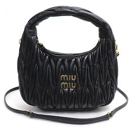 Miu Miu Wander Matelassé Leather 2way Shoulder Bag Black