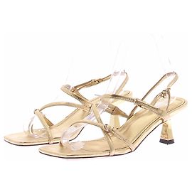 Sandales à brides Sandro en cuir dorées Taille 37 Doré