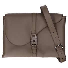 Bolsa de ombro Christian Dior em couro de bezerro cáqui Caqui