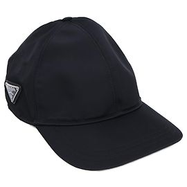 Boné de beisebol Prada para homem em Re-Nylon com logótipo triangular Preto