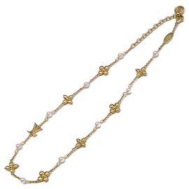 Colar de Pérolas Imitação Louisa Louis Vuitton Dourado