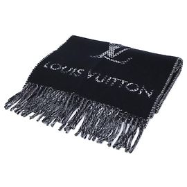 Louis Vuitton Monogram Check Cashmere Stole Brown Black