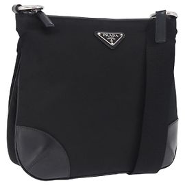 Borsa a tracolla PRADA Nylon Black Silver Auth 198359V Nero Argento