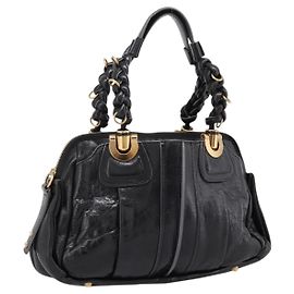 Chloé Sac à main Chloe en cuir noir détails dorés Auth ep15756A Noir Autre