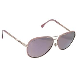 CHANEL Sunglasses metal Gold CC Auth ka5772 Golden