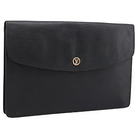 LOUIS VUITTON Epi Montaigne 27 Clutch Bag Black M52652 LV Auth ep15746 Black