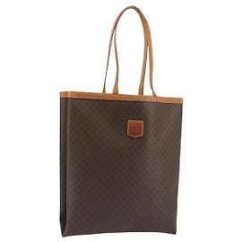 Céline Sac Cabas CELINE Macadam Canvas PVC Cuir Marron Or Auth 198251 Marron Doré