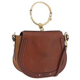 Chloé Sac à main Chloe Nile en cuir 2 voies marron or authentique 196802A Marron Doré