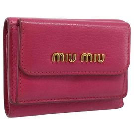 Portefeuille Compact Miu Miu Cuir Rose Or Auth 198809A Rose Doré