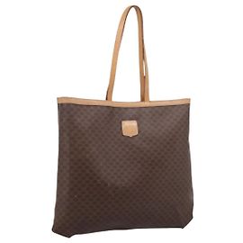 Céline Sac cabas CELINE Macadam Canvas PVC Cuir Marron Or Auth mr2820 Marron Doré