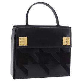 Céline Borsa a mano CELINE in pelle nera dettagli dorati Auth 198516V Nero Altro