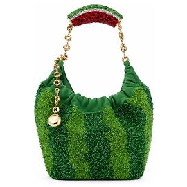 Loewe Squeeze Mini Watermelon Beaded Leather Handbag White Red Multiple colors Green