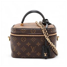 Louis Vuitton Vanity Leather Monogram Reverse Top-handle Handbag Brown Brown