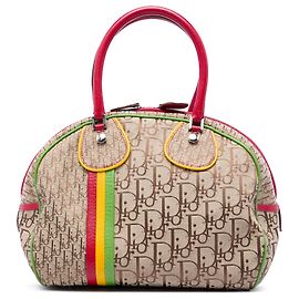 Beige Dior Diorissimo Trotter Canvas Rasta Handbag Beige