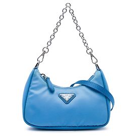Sac à main Blue Prada Mini Saffiano Trimmed Tessuto Re Edition 2005 Bleu