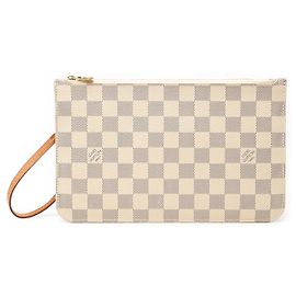 Pochette Louis Vuitton Damier Azur Neverfull MM blanche Blanc