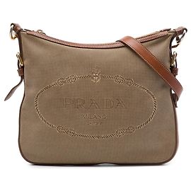 Bolsa tiracolo Prada em lona Canapa logo bege Bege