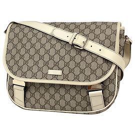 Gucci GG Pattern Messenger Shoulder Bag Beige Cream