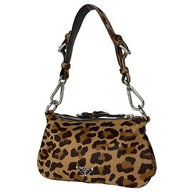 Prada Brown Leather Shoulder Bag Brown