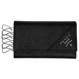 Prada Saffiano Leather Keycase Black