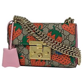 Bolsa de Ombro Gucci GG Pattern Supreme Rosa Multicor Bege