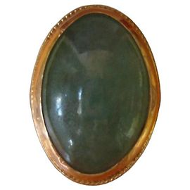 Autre Marque Anello antico in oro giallo e giada ovale D'oro Verde