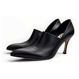 Loewe Black Leather Pointed Toe Heeled Pumps Black