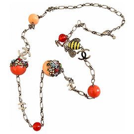 Chanel Colar Cinto Abelha e Rã Rosa Vermelho Multicor Verde Amarelo Gold hardware