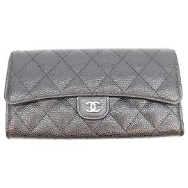 Chanel Caviar Leather Long Wallet Black