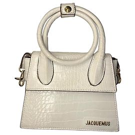 Jacquemus Le Chiquito Mini Bolsa em couro de crocodilo Branco