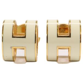 Hermès Orecchini Hermes Mini Pop H Bianco D'oro