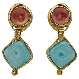 Orecchini Chanel CHANEL Swing Gripoix Rosa Blu D'oro