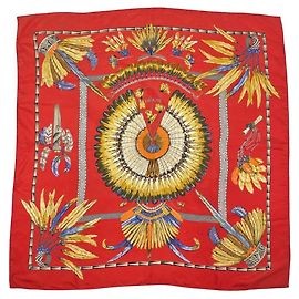 Hermès Lenço de seda Hermes Carre 90 Brazil Vermelho Multicor