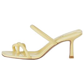 Autre Marque Alias Mae Emelda Yellow Leather Thong Heeled Sandals Yellow