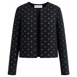 Christian Dior Pre-Fall 2022 Black Wool & Silk Grommet Jacket Black