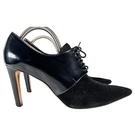 Escarpins à lacets Paul Smith en daim noir et cuir verni Noir