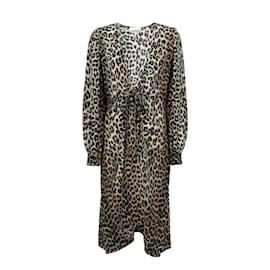 Robe Midi Ganni en Soie Imprimé Léopard Imprimé léopard